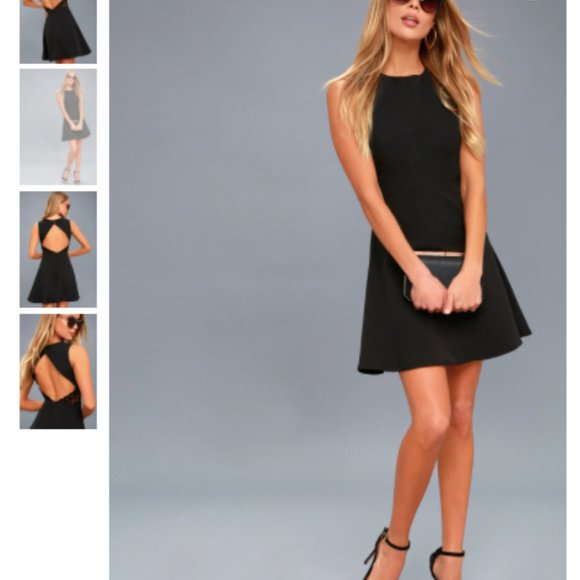 Black Backless Skater Dress - Picture 2 of 4